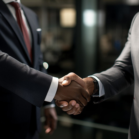 A photo of a men shaking hands in successful business agreement Get unlimited access to a library of free ai prompts and ai images to help you generate creative ideas.