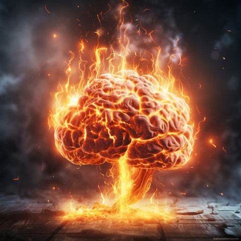 A brain on fire representing the power of the human mind., human Get unlimited access to a library of free ai prompts and ai images to help you generate creative ideas.