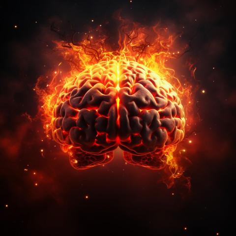 A brain on fire representing the power of the human mind., human Get unlimited access to a library of free ai prompts and ai images to help you generate creative ideas.