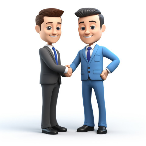 A photo of a businessman cartoon character shaking hands with his business partner, cartoon character and illustration Get unlimited access to a library of free ai prompts and ai images to help you generate creative ideas.