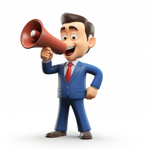 A photo of a businessman cartoon character of businessman speaking into a megaphone, cartoon character and illustration Get unlimited access to a library of free ai prompts and ai images to help you generate creative ideas.