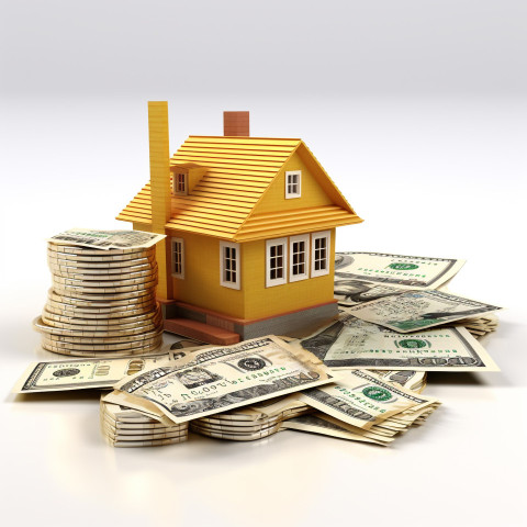 A photo of a investment in real estate saving money to buy a new home with note on white background, home loan stock image Get unlimited access to a library of free ai prompts and ai images to help you generate creative ideas.