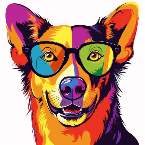 Dog with rainbow glasses Dog with rainbow glasses, animal t-shirt designs, animal t-shirt design stock images, animal t-shirt design ai prompts