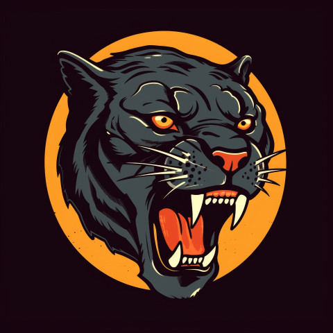 Wild Black Jaguar Head with Menacing Eyes