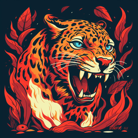Leopard on fire