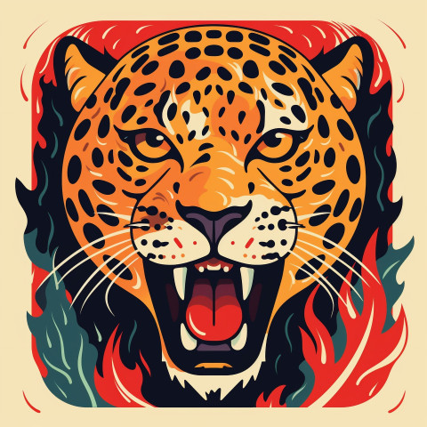 Leopard with fiery gaze Leopard with fiery gaze, animal t-shirt designs, animal t-shirt design stock images, animal t-shirt design ai prompts
