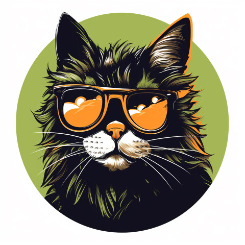 Tattooed Cat Wearing Sunglasses