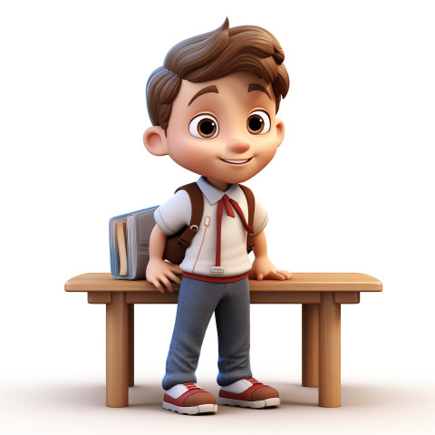 3D Cartoon Boy in Class 3D Cartoon Boy in Class