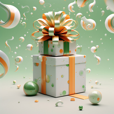 Gift box in vibrant colors and confetti Gift box in vibrant colors and confetti, independence day stock image, independence day ai prompt