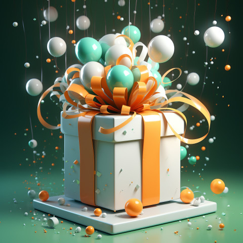 Estive gift box with colorful confetti Estive gift box with colorful confetti, independence day stock image, independence day ai prompt