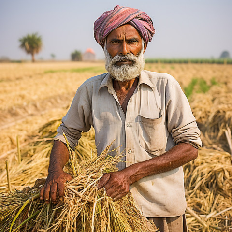 Confident indian man farm harvest worker at work on blured background Confident indian man farm harvest worker at work on blured background