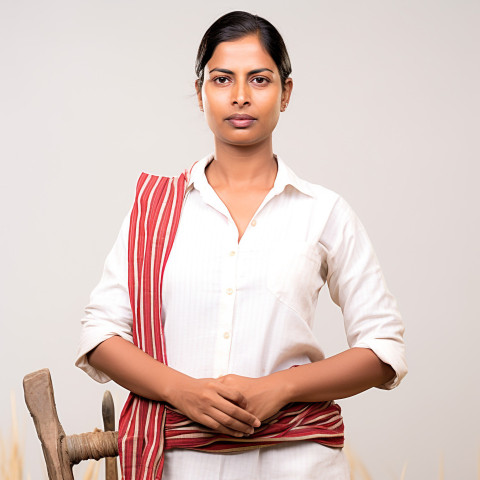 Confident indian woman farm manager at work on blured background Confident indian woman farm manager at work on blured background