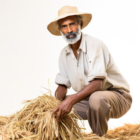 Confident indian man farm manager at work on white background Confident indian man farm manager at work on white background
