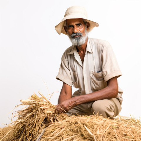 Confident indian man farm manager at work on white background Confident indian man farm manager at work on white background