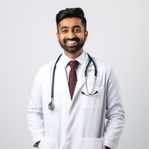 Friendly smiling handsome indian man healthcare marketing specialist at work on white background Friendly smiling handsome indian man healthcare marketing specialist at work on white background