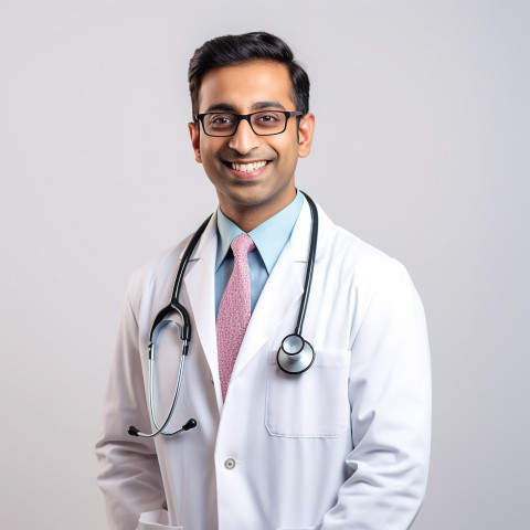 Confident handsome indian man patient advocate at work on white background