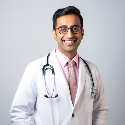 Confident handsome indian man patient advocate at work on white background