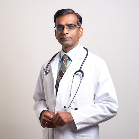 Confident handsome indian man hospital administrator at work on isolated white background