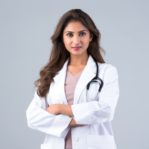 Confident beautiful indian woman healthcare marketing specialist at work on isolated white background Confident beautiful indian woman healthcare marketing specialist at work on isolated white background
