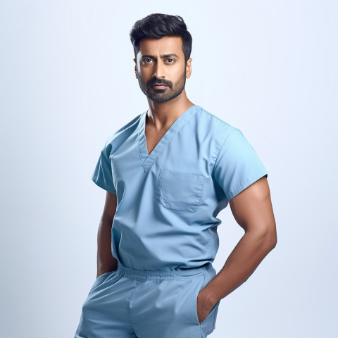 Confident handsome indian man nurse at work on isolated white background Confident handsome indian man nurse at work on isolated white background