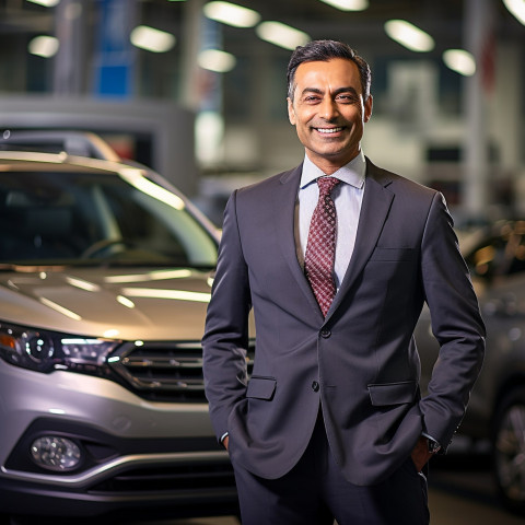 Smiling handsome indian man automotive sales manager at work on blured background Smiling handsome indian man automotive sales manager at work on blured background