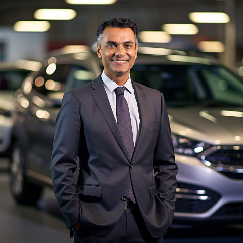 Smiling handsome indian man automotive sales manager at work on blured background Smiling handsome indian man automotive sales manager at work on blured background