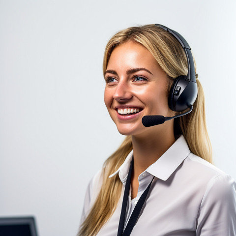 Friendly smiling beautiful woman automotive customer service representatives at work white background Friendly smiling beautiful woman automotive customer service representatives at work white background