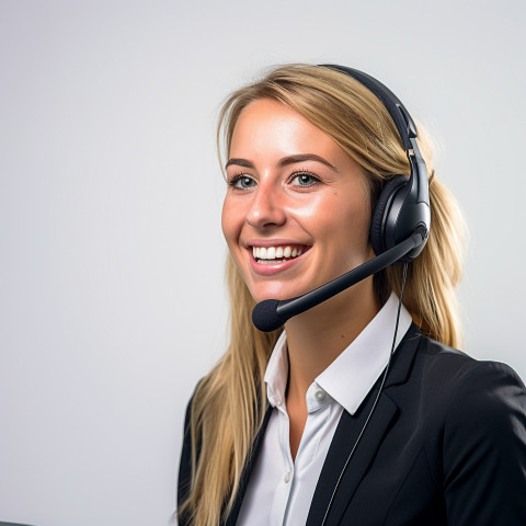 Friendly smiling beautiful woman automotive customer service representatives at work white background Friendly smiling beautiful woman automotive customer service representatives at work white background