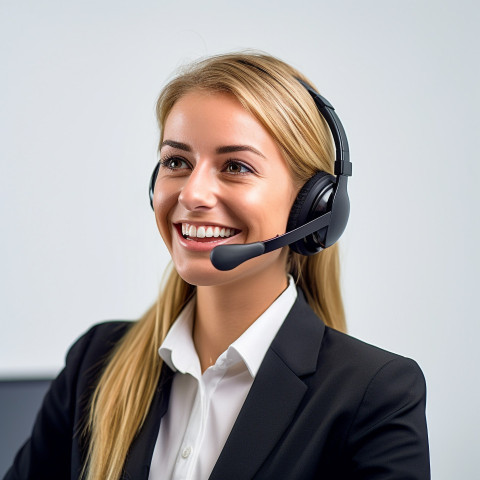 Friendly smiling beautiful woman automotive customer service representatives at work white background Friendly smiling beautiful woman automotive customer service representatives at work white background