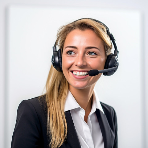 Friendly smiling beautiful woman automotive customer service representatives at work white background Friendly smiling beautiful woman automotive customer service representatives at work white background