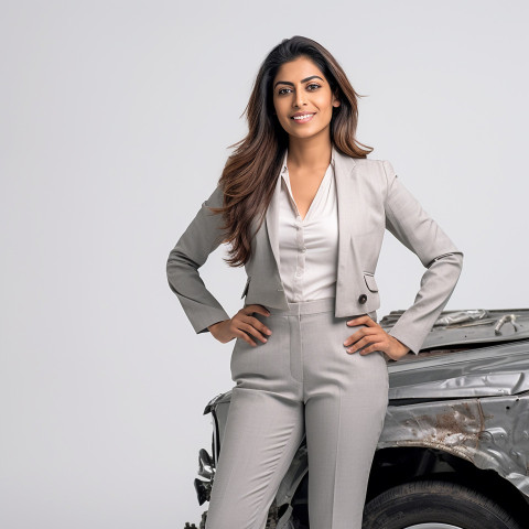 Friendly smiling beautiful indian woman automotive marketing manager at work on white background Friendly smiling beautiful indian woman automotive marketing manager at work on white background