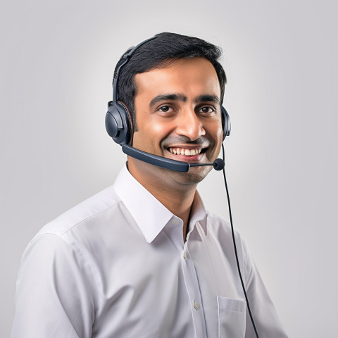 Friendly smiling handsome indian man automotive customer service representatives at work on white background Friendly smiling handsome indian man automotive customer service representatives at work on white background