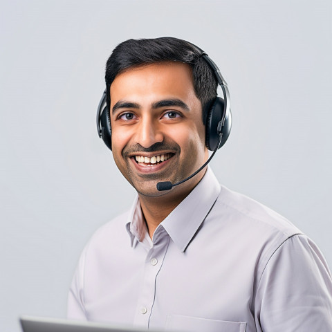 Friendly smiling handsome indian man automotive customer service representatives at work on white background Friendly smiling handsome indian man automotive customer service representatives at work on white background