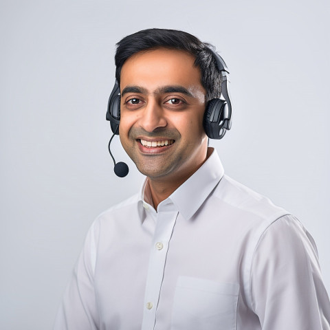 Friendly smiling handsome indian man automotive customer service representatives at work on white background Friendly smiling handsome indian man automotive customer service representatives at work on white background