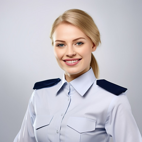 Friendly smiling beautiful woman automotive compliance and safety officer at work on white background Friendly smiling beautiful woman automotive compliance and safety officer at work on white background