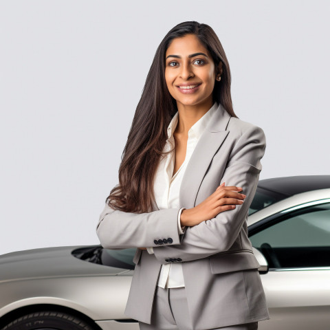 Friendly smiling beautiful indian woman automotive legal counsel at work on white background Friendly smiling beautiful indian woman automotive legal counsel at work on white background