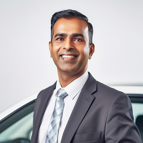 Friendly smiling handsome indian man automotive human resources manager at work on white background Friendly smiling handsome indian man automotive human resources manager at work on white background