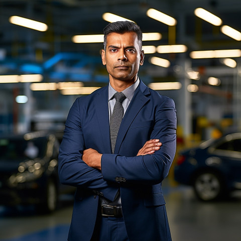 Confident handsome indian man automotive general manager at work on blured background Confident handsome indian man automotive general manager at work on blured background