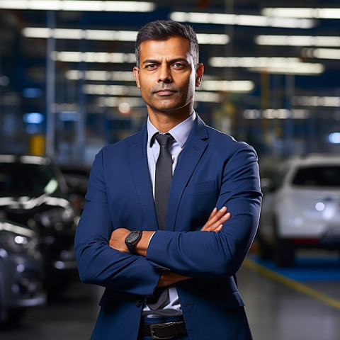 Confident handsome indian man automotive general manager at work on blured background Confident handsome indian man automotive general manager at work on blured background
