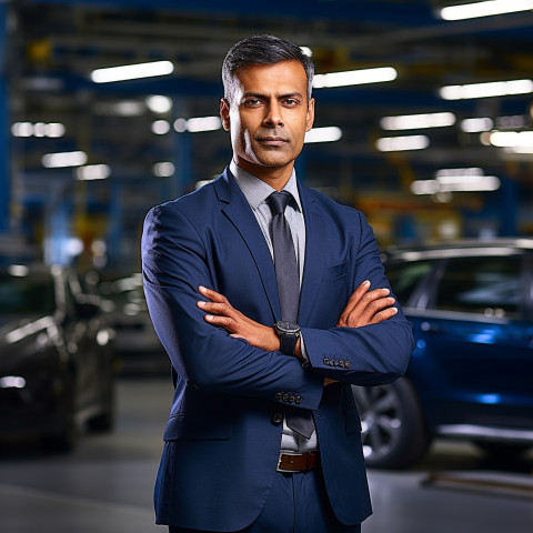 Confident handsome indian man automotive general manager at work on blured background Confident handsome indian man automotive general manager at work on blured background