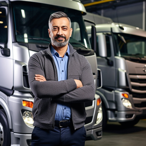 Confident handsome indian man automotive fleet manager at work on blured background Confident handsome indian man automotive fleet manager at work on blured background