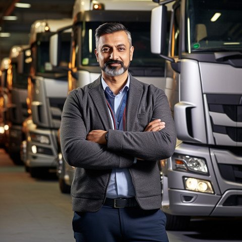 Confident handsome indian man automotive fleet manager at work on blured background Confident handsome indian man automotive fleet manager at work on blured background
