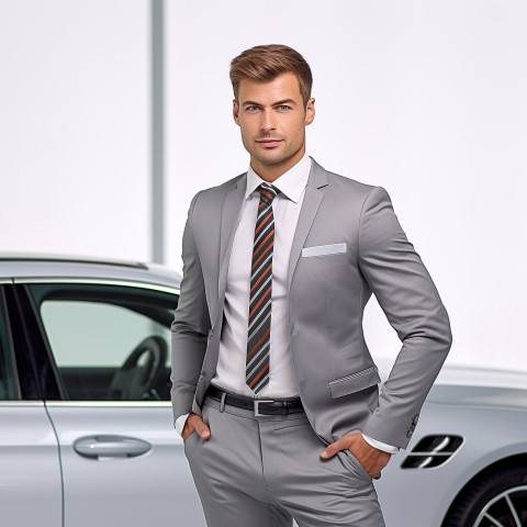 Confident handsome man automotive customer service representatives at work on white background Confident handsome man automotive customer service representatives at work on white background