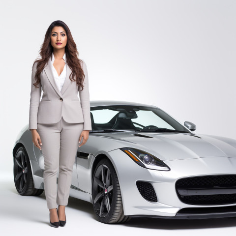 Confident beautiful indian woman automotive general manager at work on isolated white background Confident beautiful indian woman automotive general manager at work on isolated white background