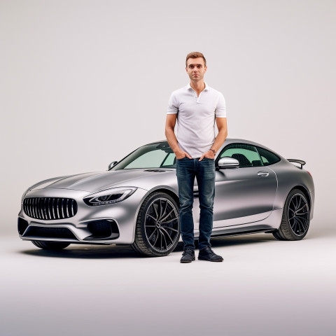 Confident handsome man automotive training instructor at work on isolated white background Confident handsome man automotive training instructor at work on isolated white background