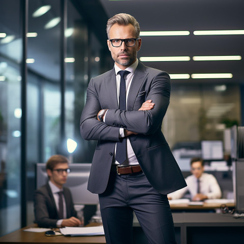 Confident handsome man banking and finance chief investment officer at work on blured background Confident handsome man banking and finance chief investment officer at work on blured background