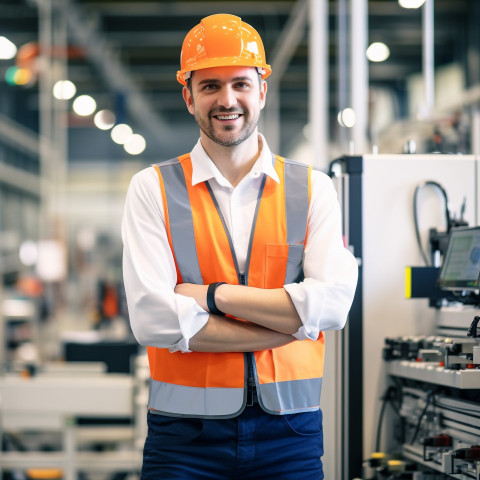 Automation engineer working on blurred background Automation engineer working on blurred background