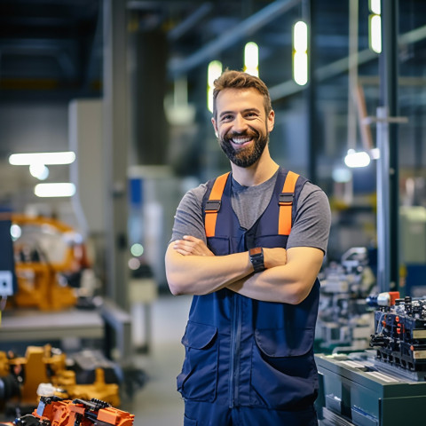 Automation engineer working on blurred background Automation engineer working on blurred background