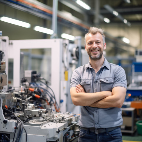 Automation engineer working on blurred background Automation engineer working on blurred background