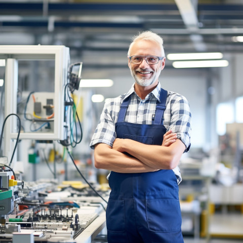 Automation engineer working on blurred background Automation engineer working on blurred background